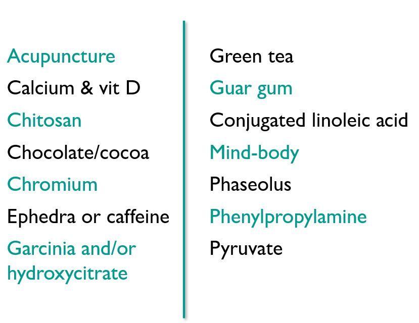 14 dietary supplements, therapies, or combinations. 