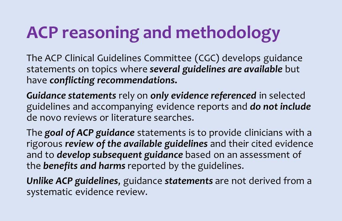 American college of physicians guidance statment on colorectal cancer screening 