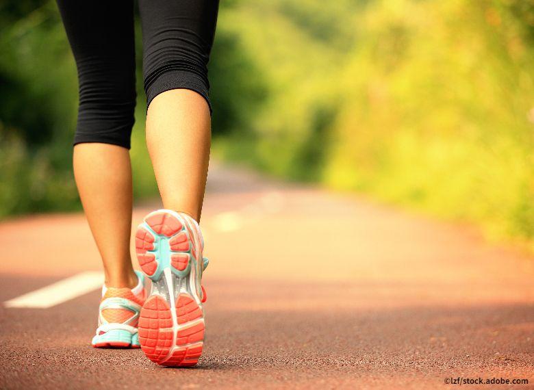 walking, steps, exercise, woman walking on a bike path, fitness, physical fit