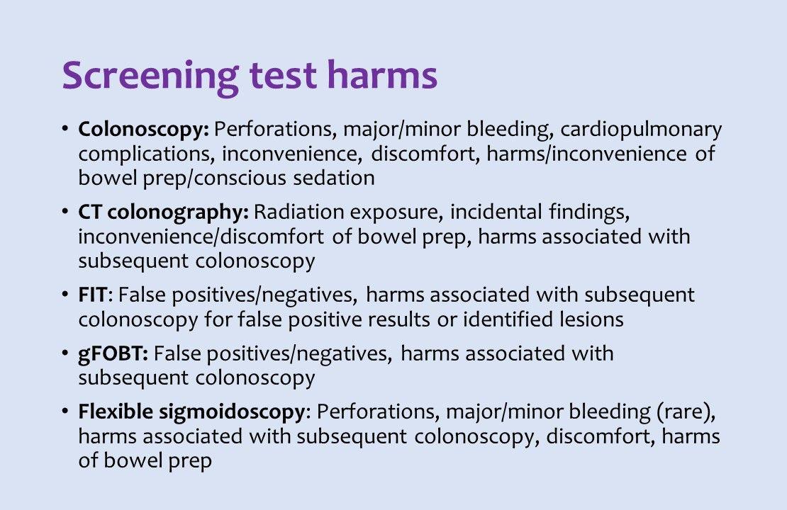 American college of physicians guidance statment on colorectal cancer screening 